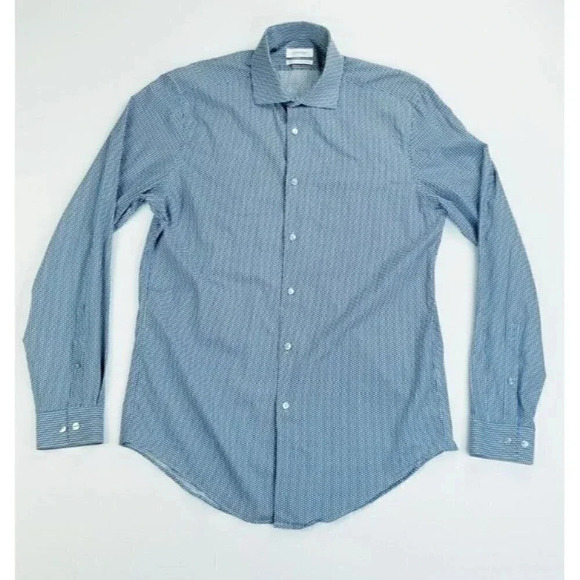 Calvin Klein Medium 15-15.5 slim Fit Spread Collar 4 Way Stretch Mini Polka Dots - Picture 4 of 11